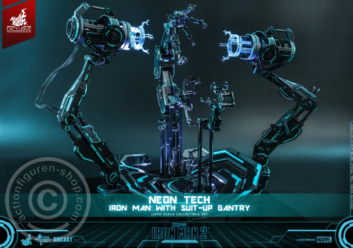 Iron Man 2 - Neon Tech Iron Man with Suit – Up Gantry Hot Toys Exclusive - MMS672D50 Iron Man 2 - Neon Tech Iron Man with Suit – Up Gantry Hot Toys Exclusive - MMS672D50