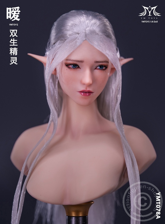 Elf Girl - Head - long white Hair - 2 pairs of ears