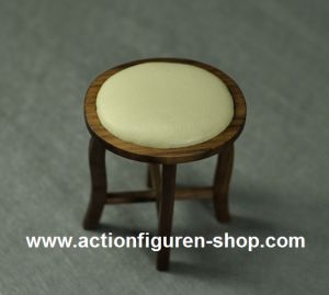 Hocker mit cremefarbigem Lederbezug