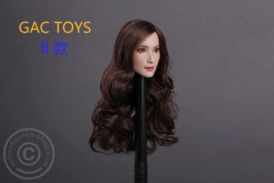 Female Head - brown long curly Hair