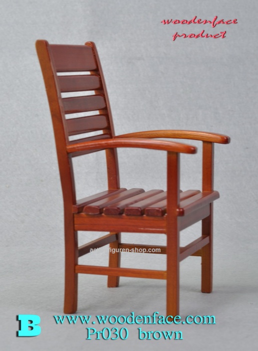 Stuhl mit Armlehnen - rot/braun