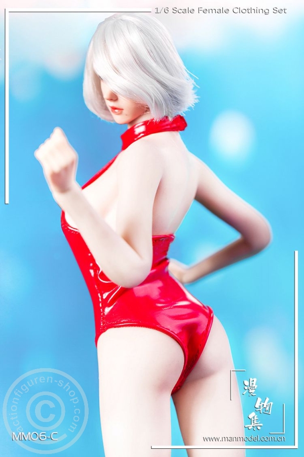 Female One Piece Swimsuit Set - rot