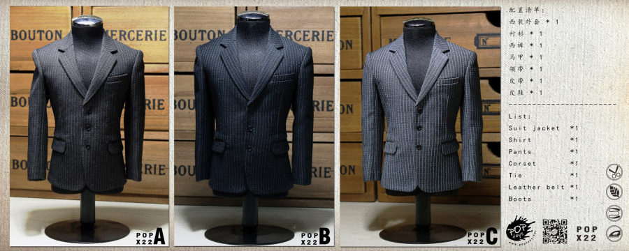 Mens striped Suit Set - light-grey