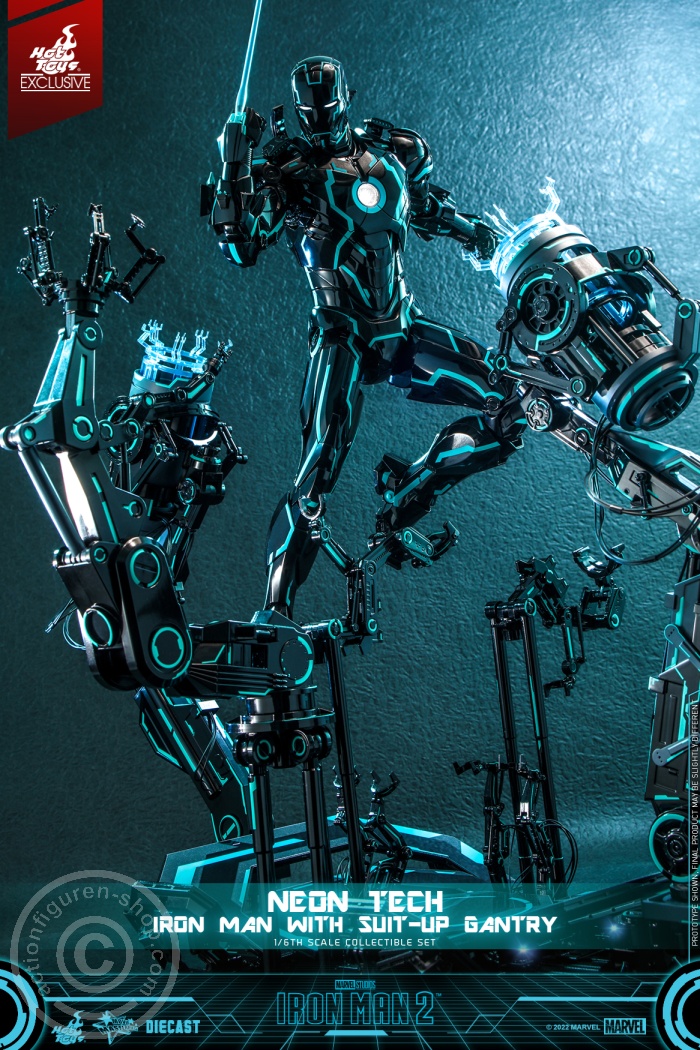 Iron Man 2 - Neon Tech Iron Man with Suit – Up Gantry Hot Toys Exclusive - MMS672D50 Iron Man 2 - Neon Tech Iron Man with Suit – Up Gantry Hot Toys Exclusive - MMS672D50