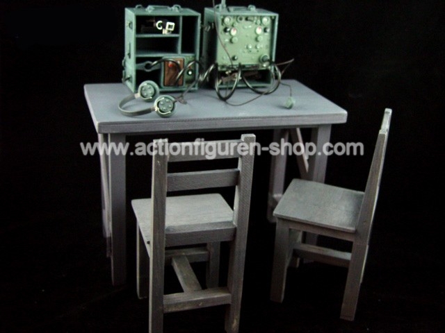 JJ001-03 Tisch mit 2 Stühlen - Holz (grau)