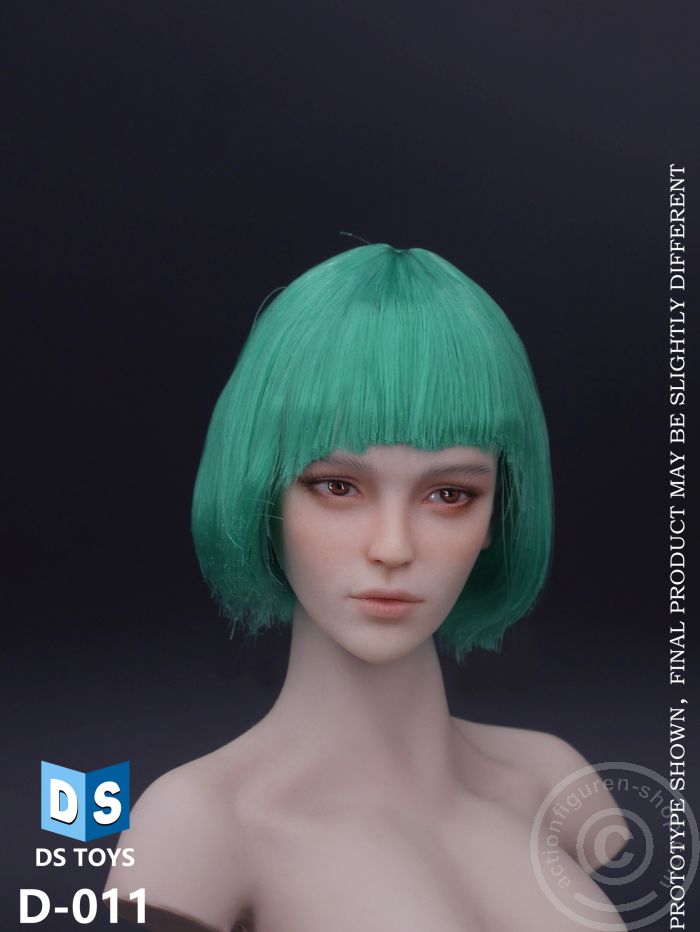 Female Head - short - green Hair