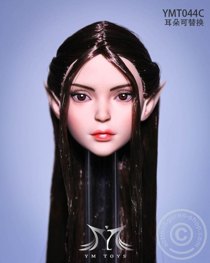 Elf 2.0 Head - dark-brown Hair - 2 pairs of ears