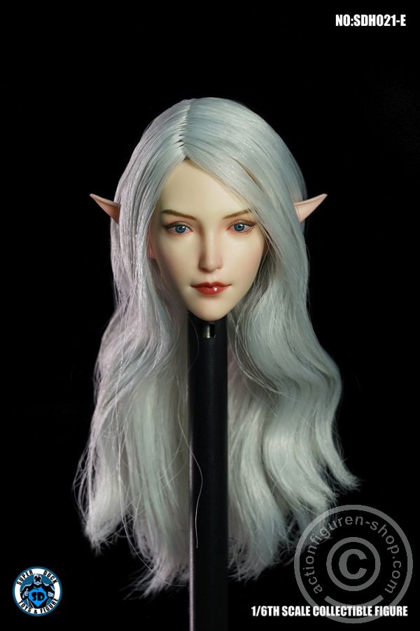 Female Head w/ detachable Elf-Ears - white long Hair