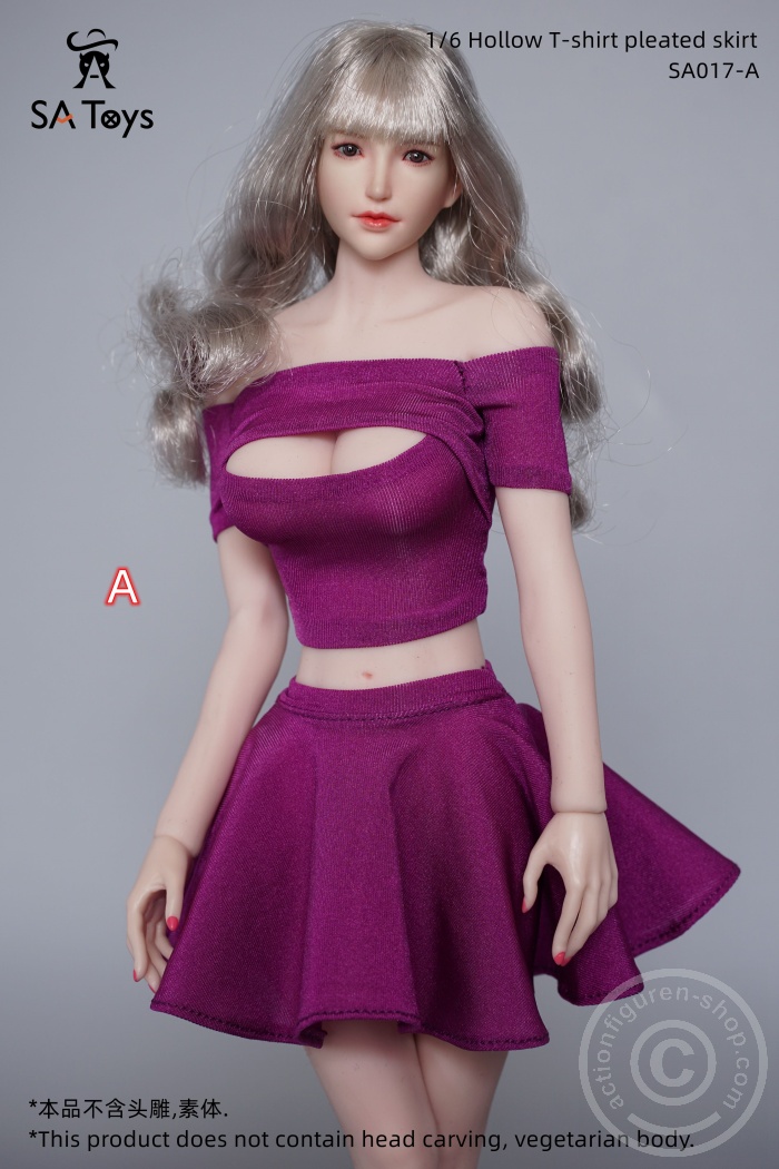Strapless Hollow Top w/ Skirt - dark purple