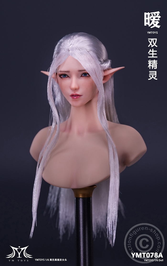 Elf Girl - Head - long white Hair - 2 pairs of ears