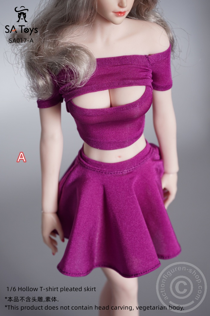 Strapless Hollow Top w/ Skirt - dark purple