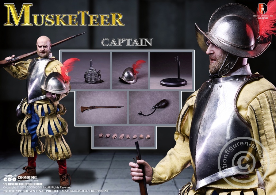 Spanish Conquiastador Musketeer Captain (Nickel Silver Edition) - Series Of Empires - in 1/6 scale Spanish Conquiastador Musketeer Captain (Nickel Silver Edition) - Series Of Empires - in 1/6 scale