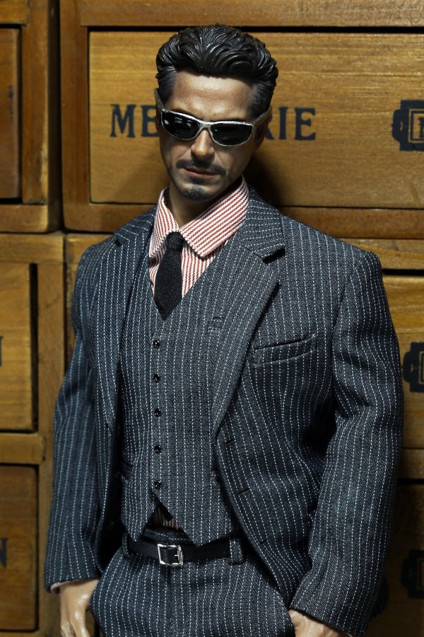 Mens striped Suit Set - light-grey