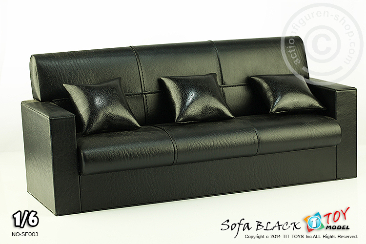 3er Sofa - schwarz - für 1:6 Figuren