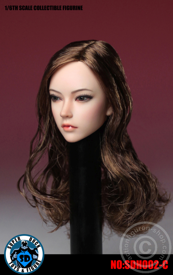 Female Head - brown long curly Hair