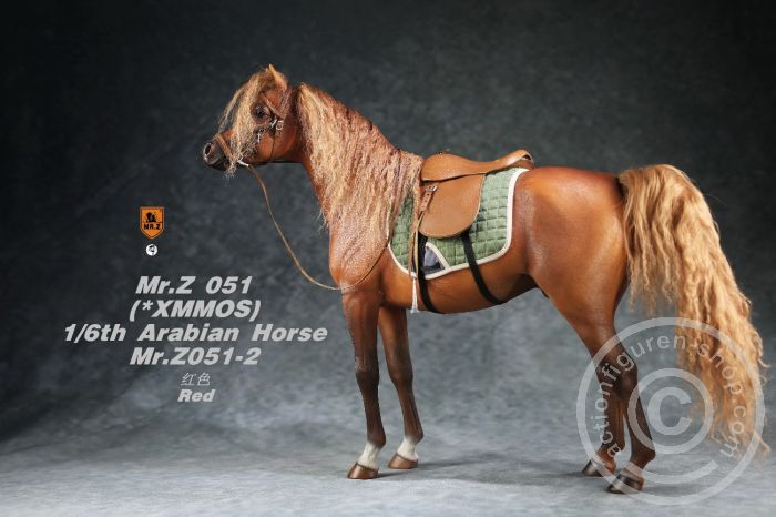 MRZ051-02-02 Arabian Horse w/ full European Harness - brown
