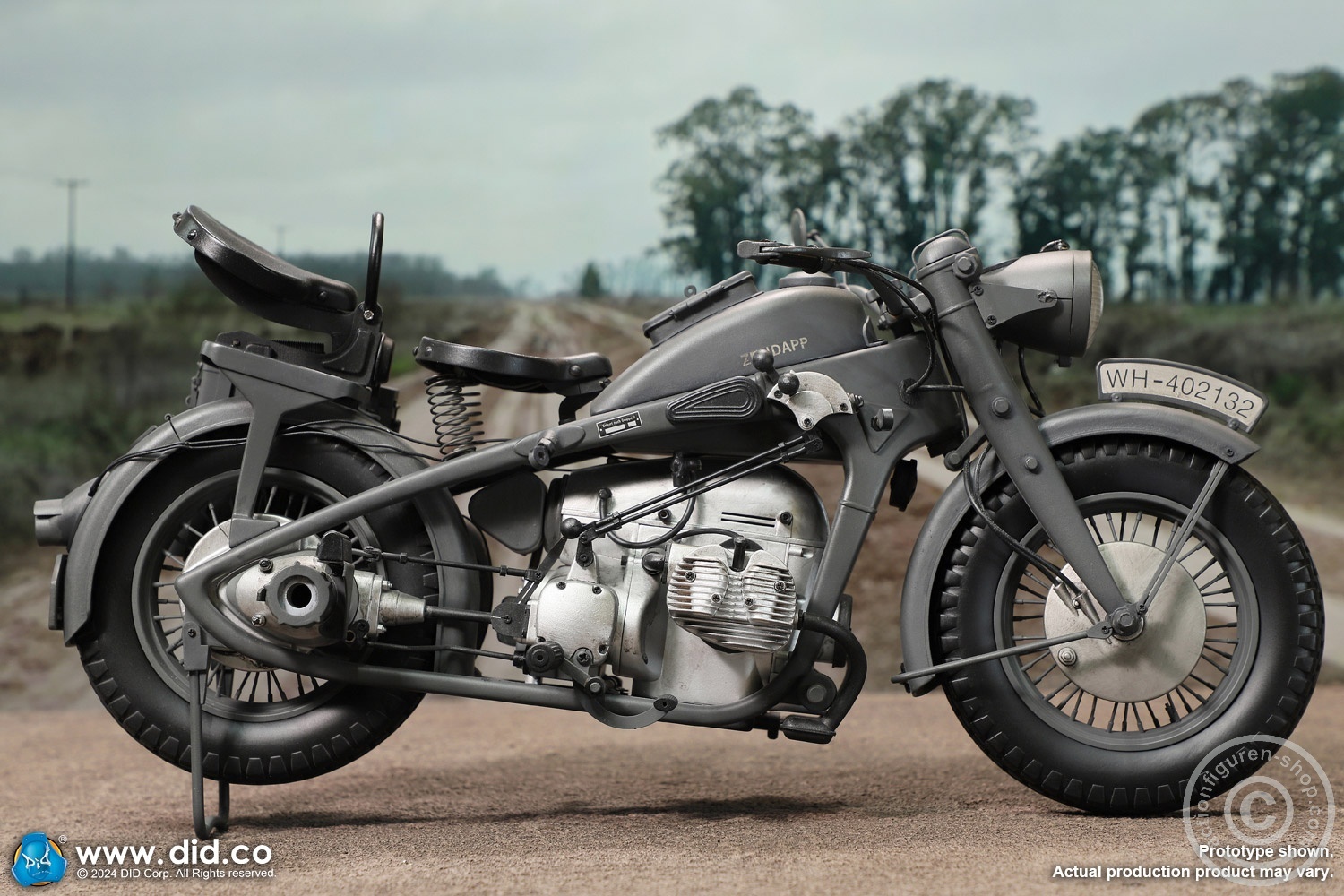 German Zündapp KS 750 Motorcycle with sidecar (Grey) - in 1/6 scale
