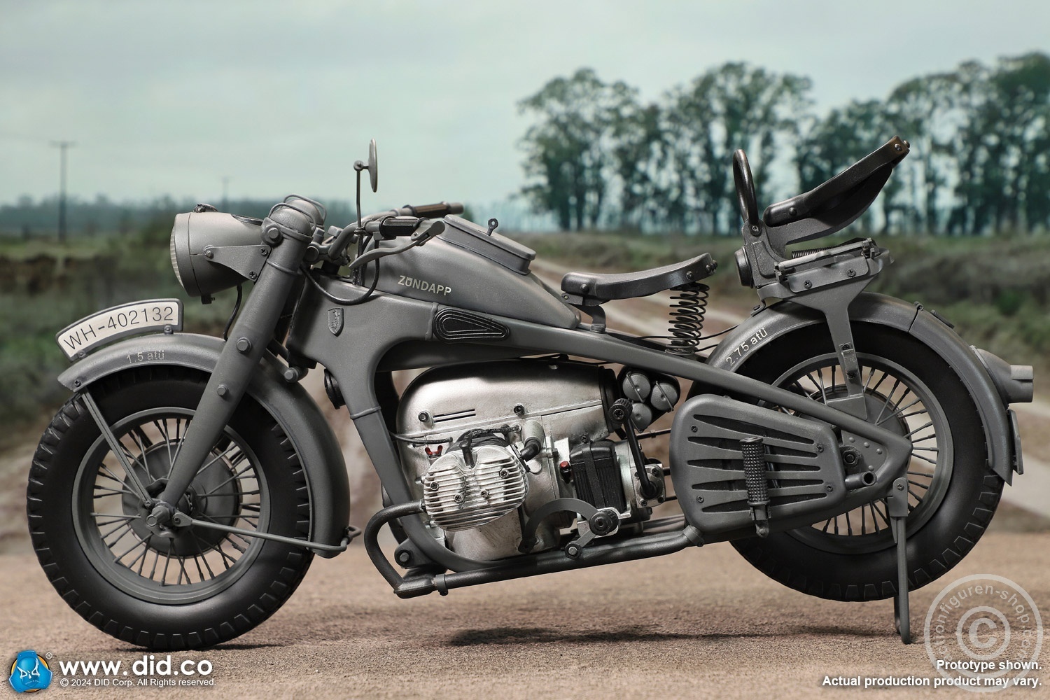 German Zündapp KS 750 Motorcycle with sidecar (Grey) - in 1/6 scale
