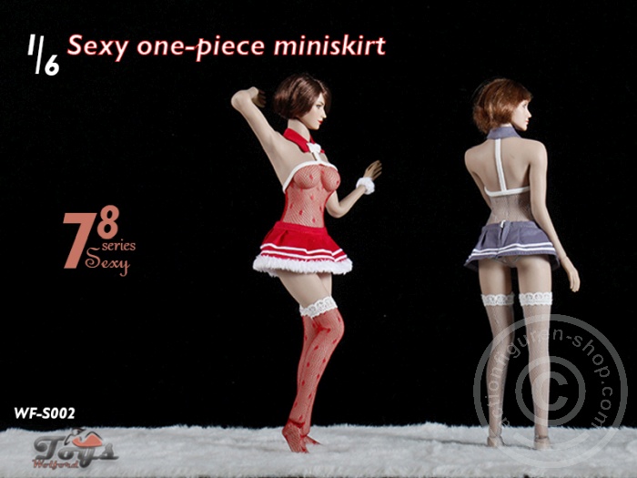 Sexy One-Piece Miniskirt Set - Blue