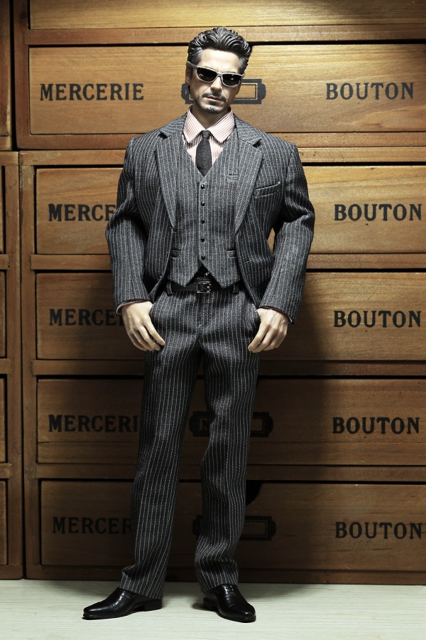 Mens striped Suit Set - light-grey