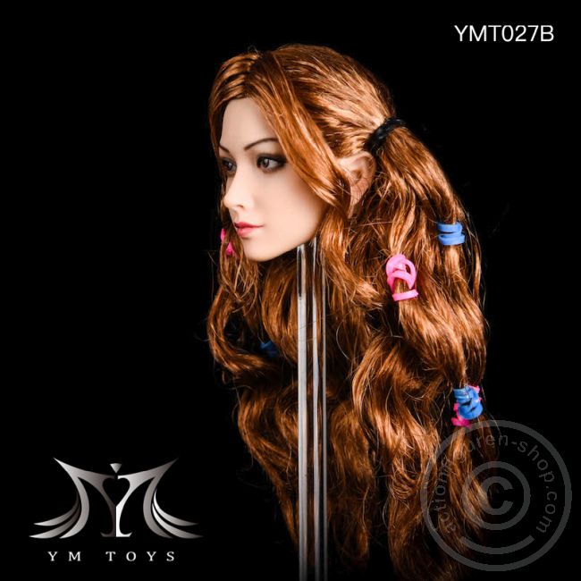 Kopf - brown long curly Hair w/ Braids