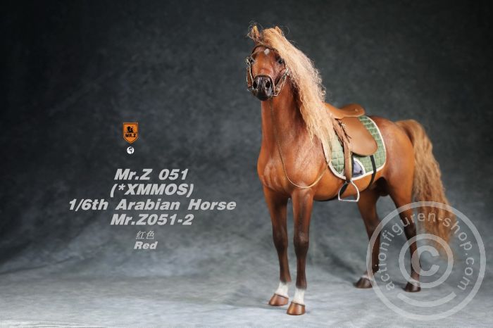 MRZ051-02-03 Arabian Horse w/ full European Harness - brown