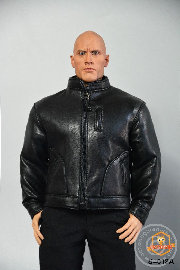 Strong Body Cloth & Leather Jacket Set - Black