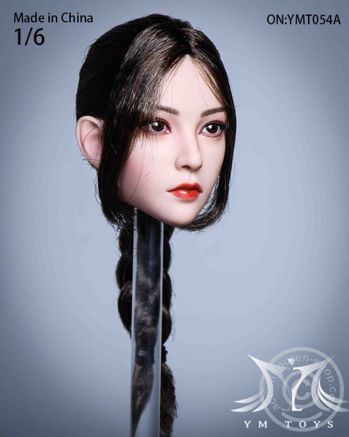 Female Head - Akiko - dark-brown Hair w/ braid
