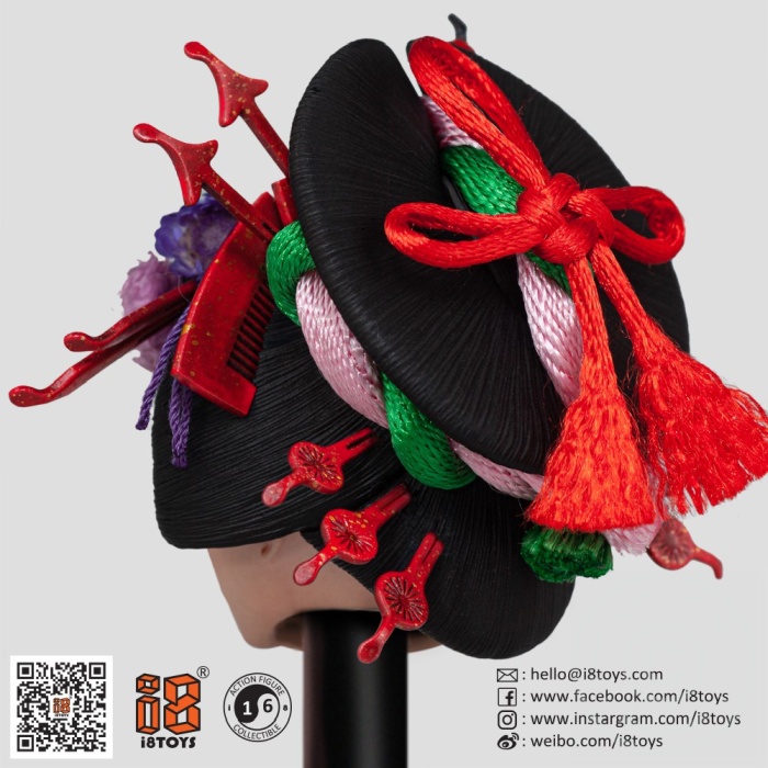 i8-c002b-075Xx8xezrRqAUB Oiran Ichiya - Green & Red Long Furisode w/ Head