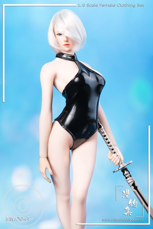 Female One Piece Swimsuit Set - schwarz