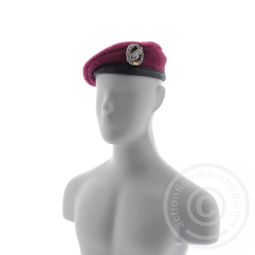 AFSb04-05 Barett - FJ - Bundeswehr - wein-rot mit Abzeichen