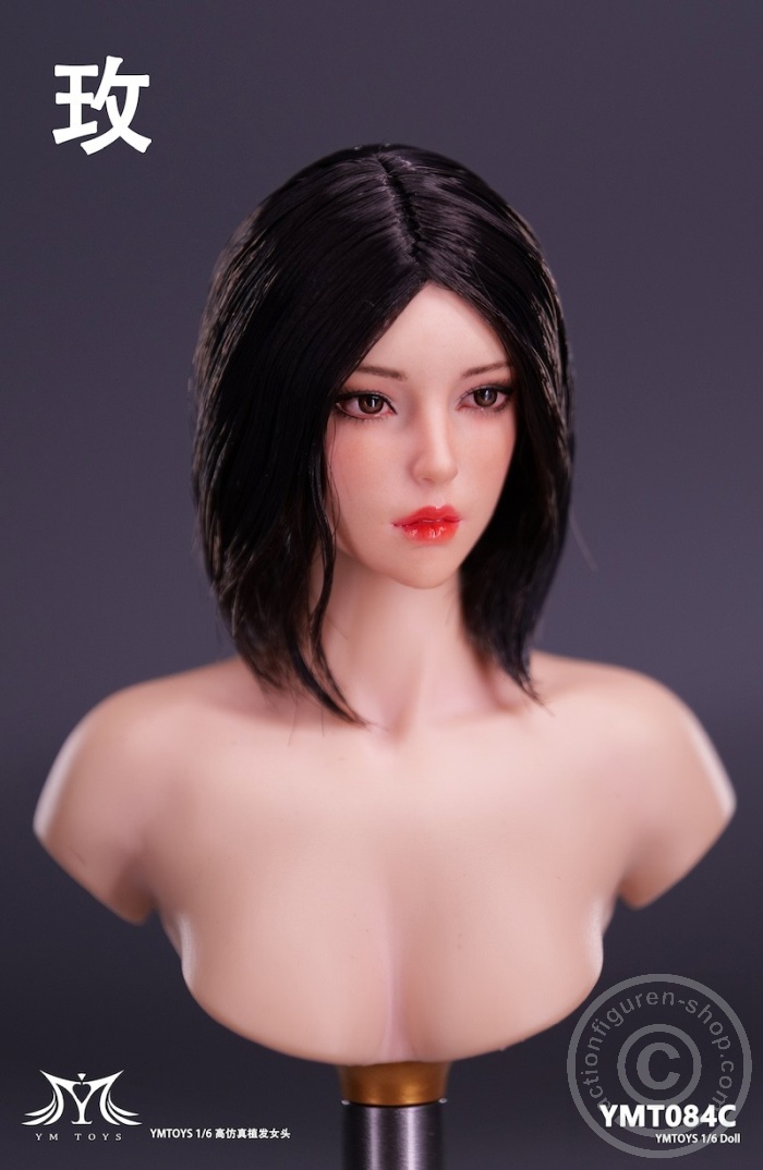 Female Head - Rose - mid-long black Hair