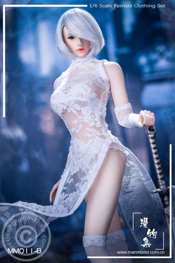 MISS Lace Cheongsam Set - weiß