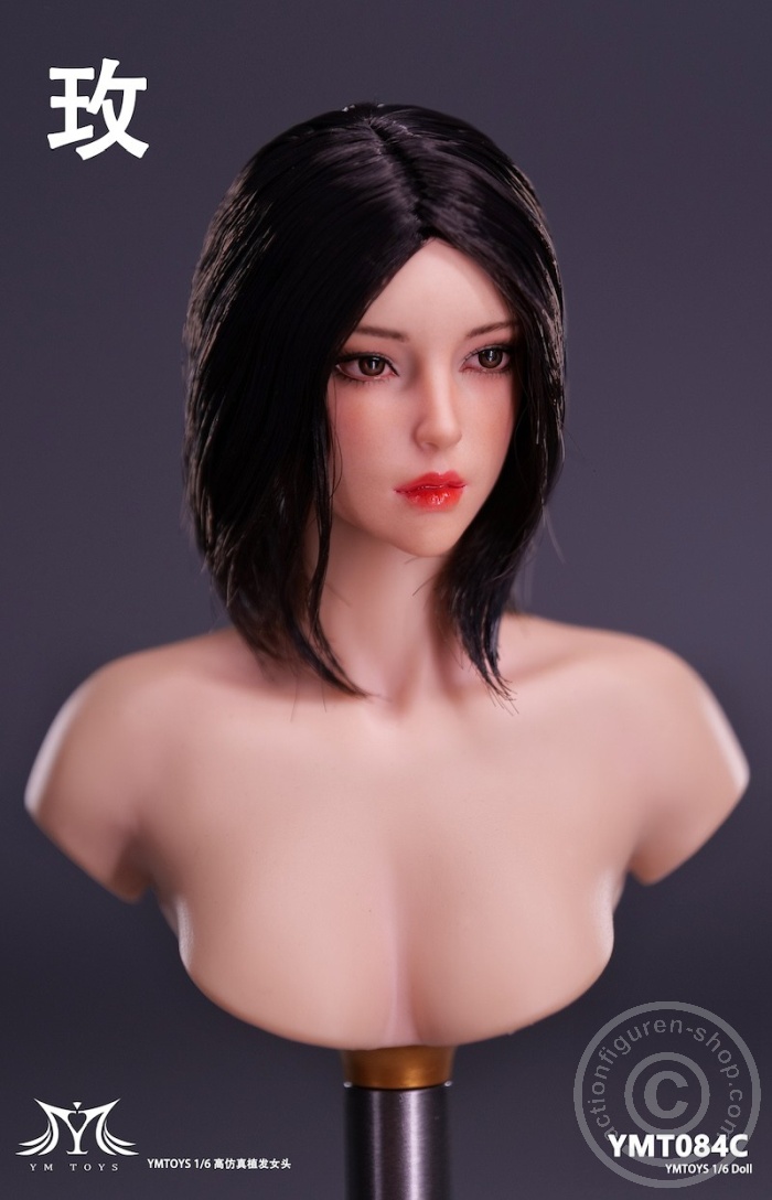 Female Head - Rose - mid-long black Hair