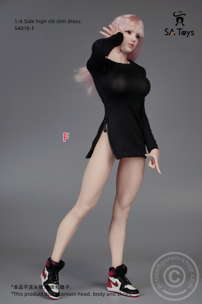 SATSA018F-02 Side Zipper Tight Dress - black