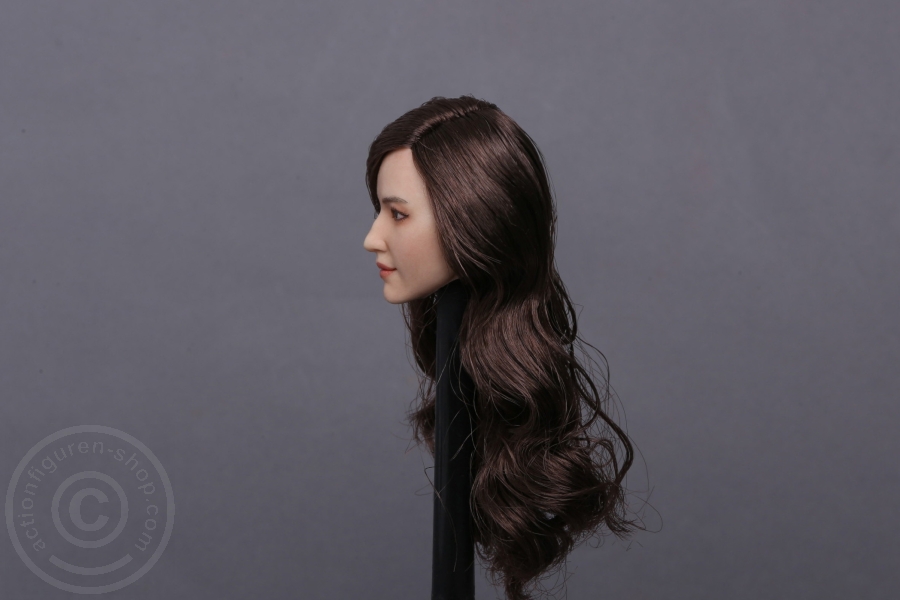 Female Head - brown long curly Hair