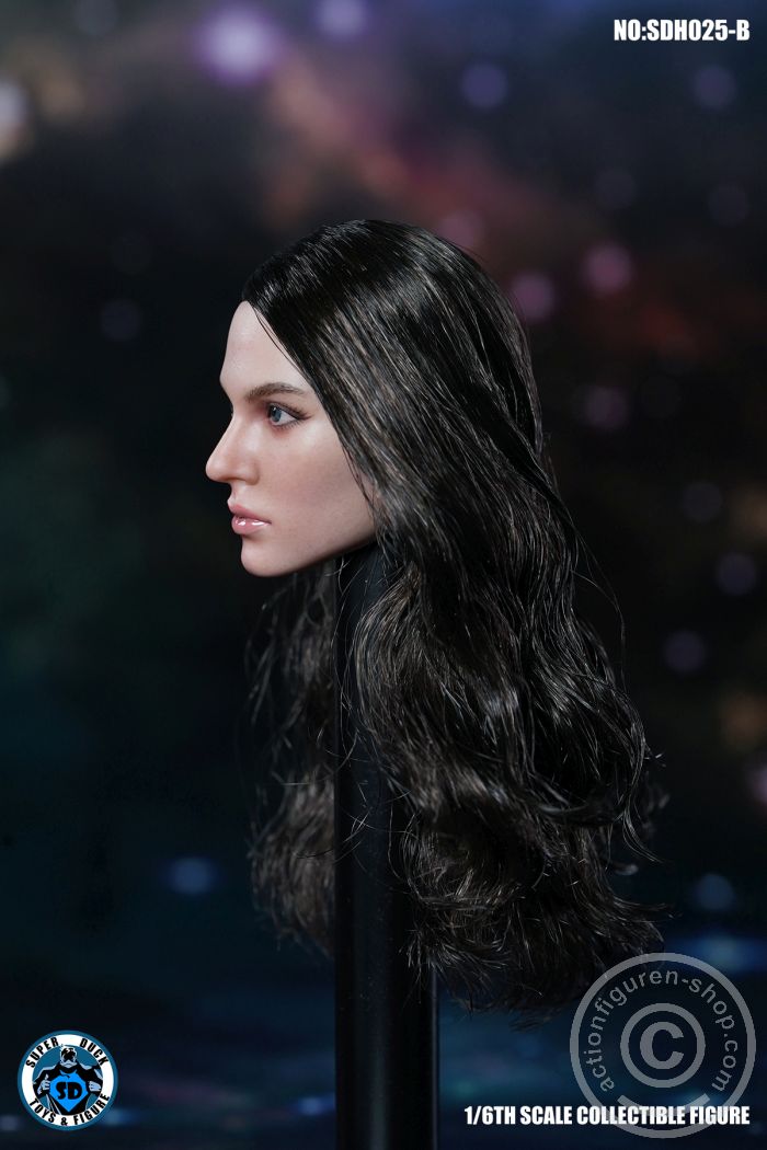 Female Head - curly long dark-brown Hair