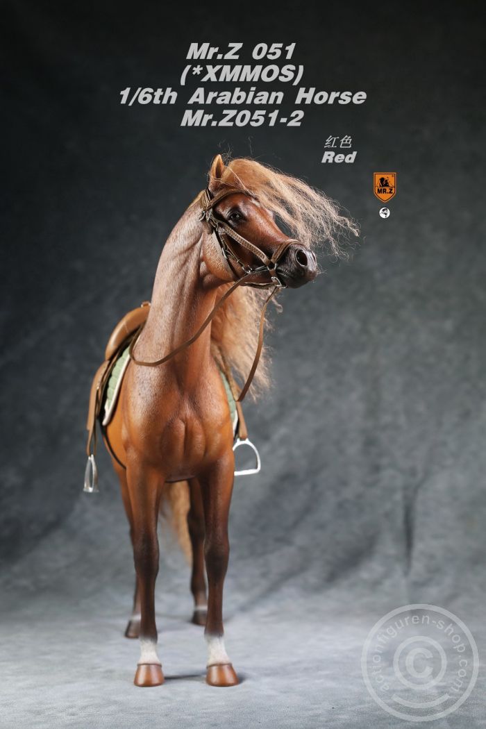 MRZ051-02-06 Arabian Horse w/ full European Harness - brown
