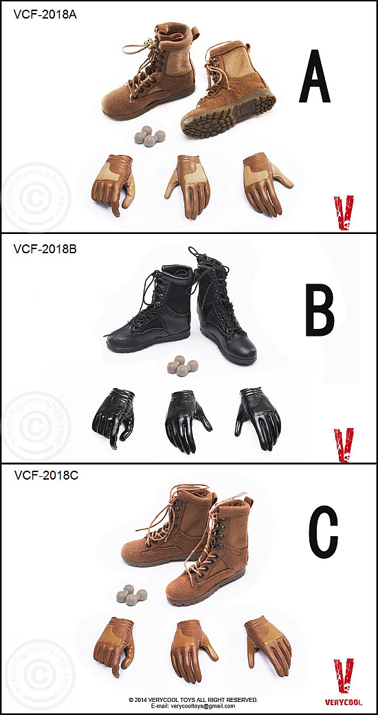 Female Military Boots + Glove Hand Set B