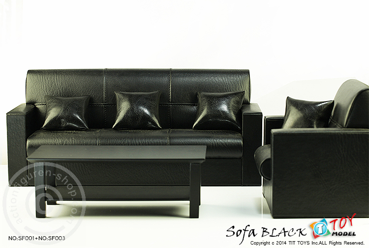3er Sofa - schwarz - für 1:6 Figuren