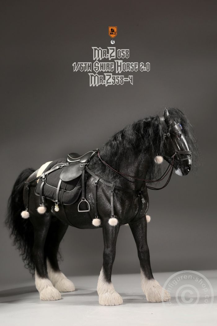 Shire Horse w/ Harness - black/white
