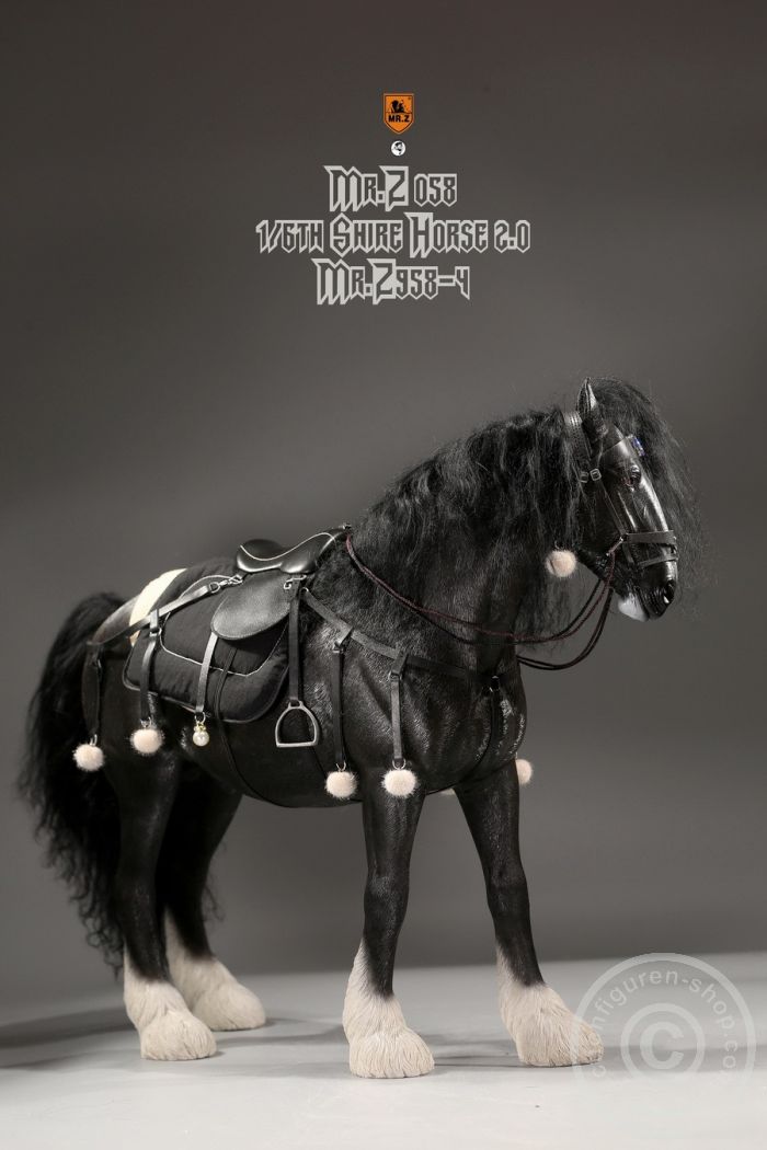 MRZ058-4-03 Shire Horse w/ Harness - black/white