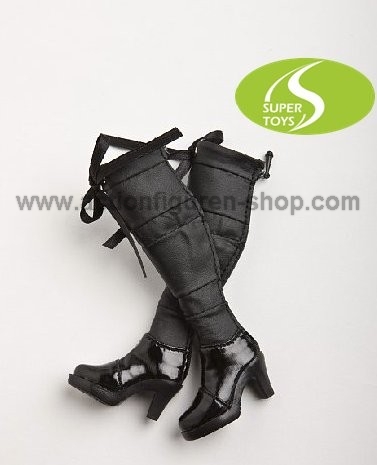 Stiefel mit Band, Knie-hoch, schwarz