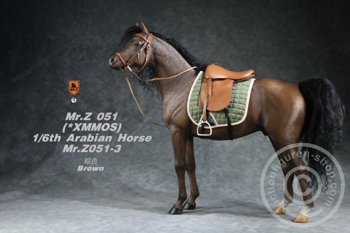 MRZ051-03-02 Arabian Horse w/ full European Harness - dark-brown