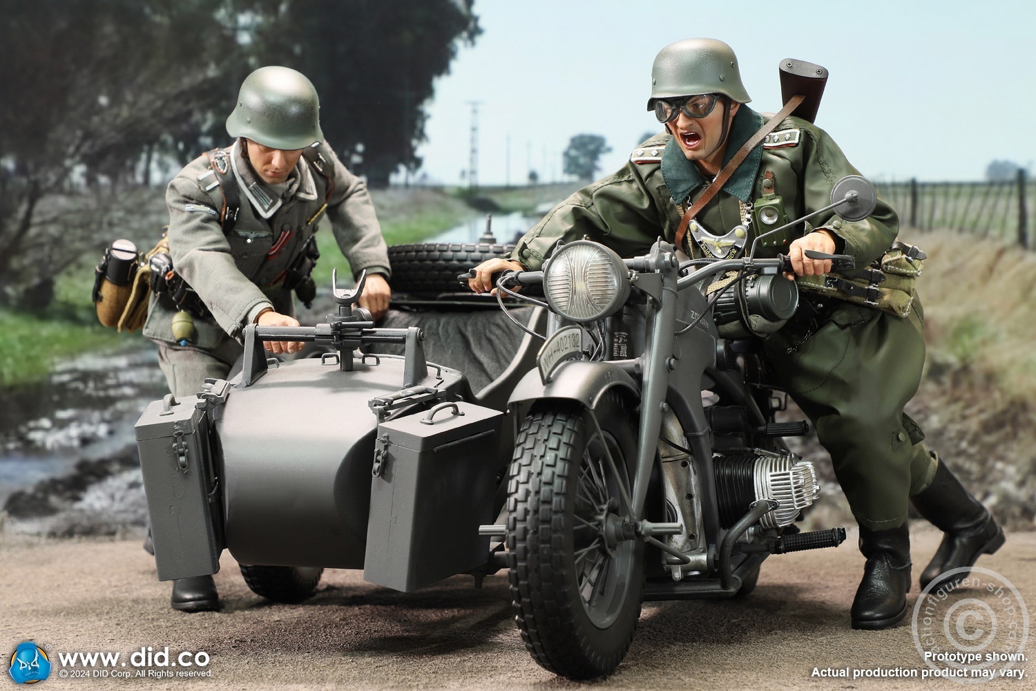 German Zündapp KS 750 Motorcycle with sidecar (Grey) - in 1/6 scale