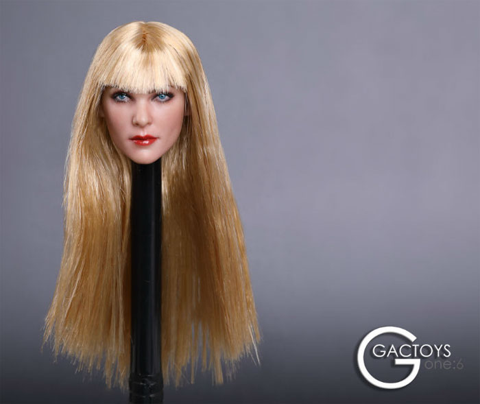 Female Head - blond long straight Hair