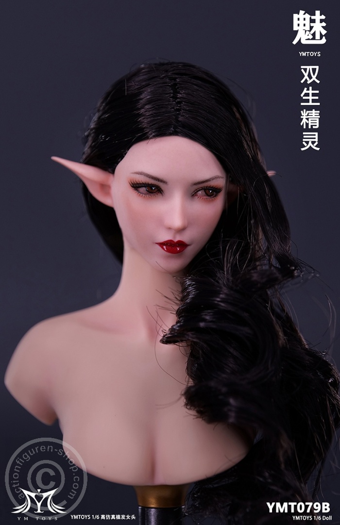 Elf Girl - Head - long black Hair