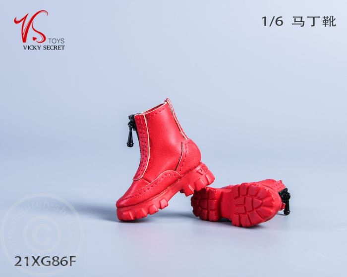 Zipper Martin Boots - Female - red