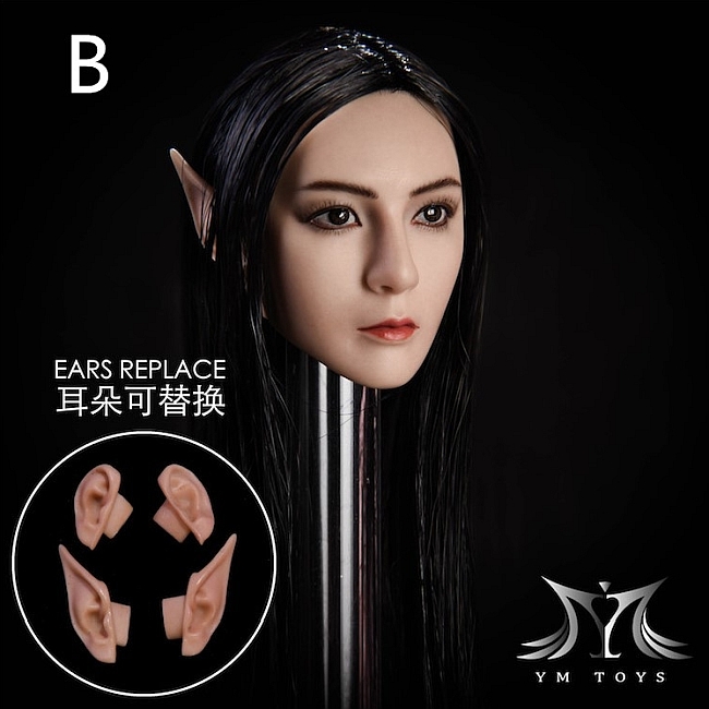 Kopf - schwarze Haare - 2 paar Ohren