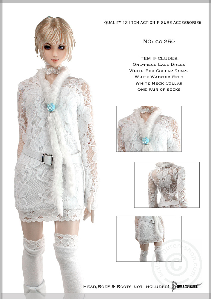 Female White Lace Dress Set